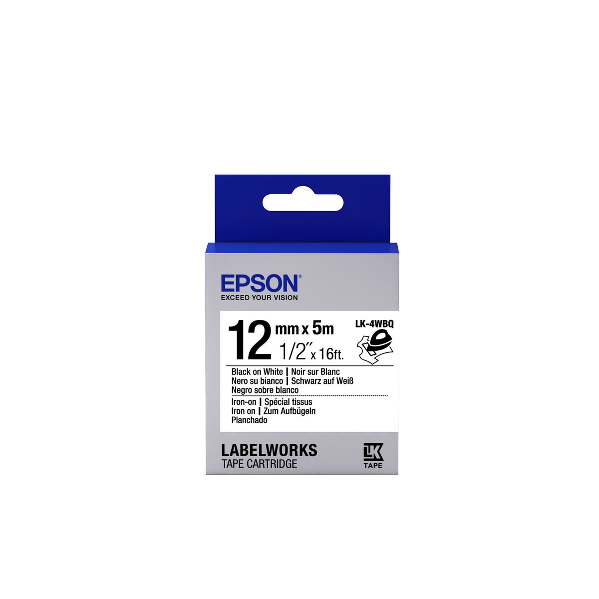 Cinta para rotuladora Epson 12 mm Negro sobre blanco C53S654024