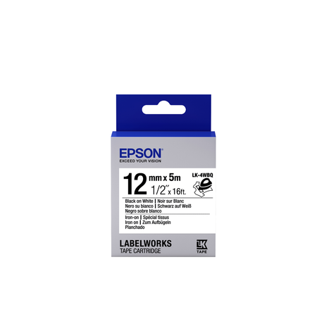 Cinta para rotuladora Epson 12 mm Negro sobre blanco C53S654024