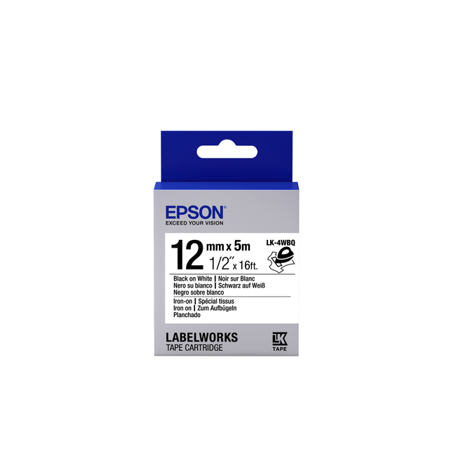 Cinta para rotuladora Epson 12 mm Negro sobre blanco C53S654024