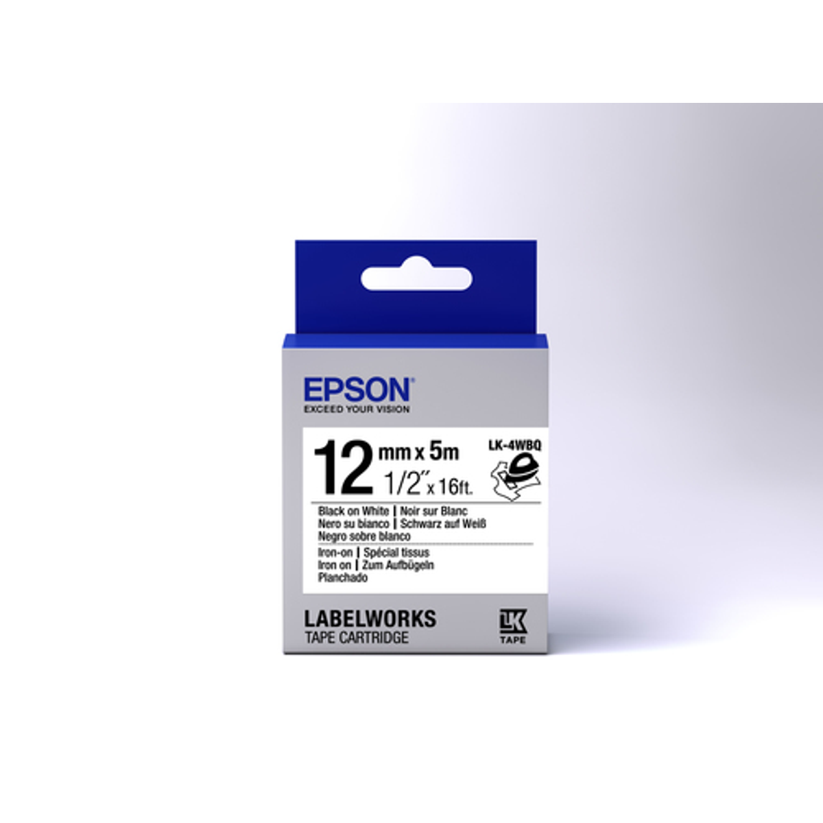 Cinta para rotuladora Epson 12 mm Negro sobre blanco C53S654024 - vista 2