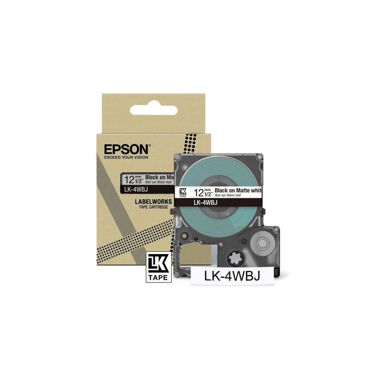 Cinta para rotuladora Epson 12 mm Blanco y Negro C53S672062