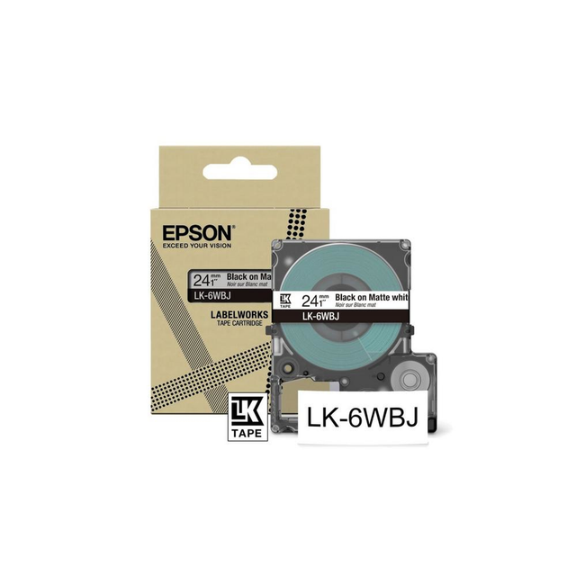 Cinta para rotuladora Epson 24 mm Blanco y Negro C53S672064