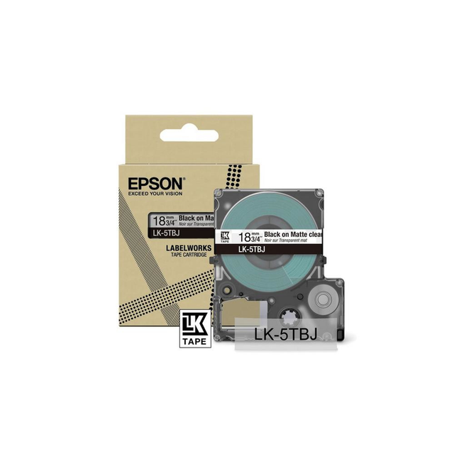 Cinta para rotuladora Epson 18 mm Negro y Transparente C53S672066