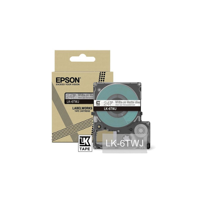 Cinta para rotuladora Epson 24 mm Blanco y Transparente C53S672070