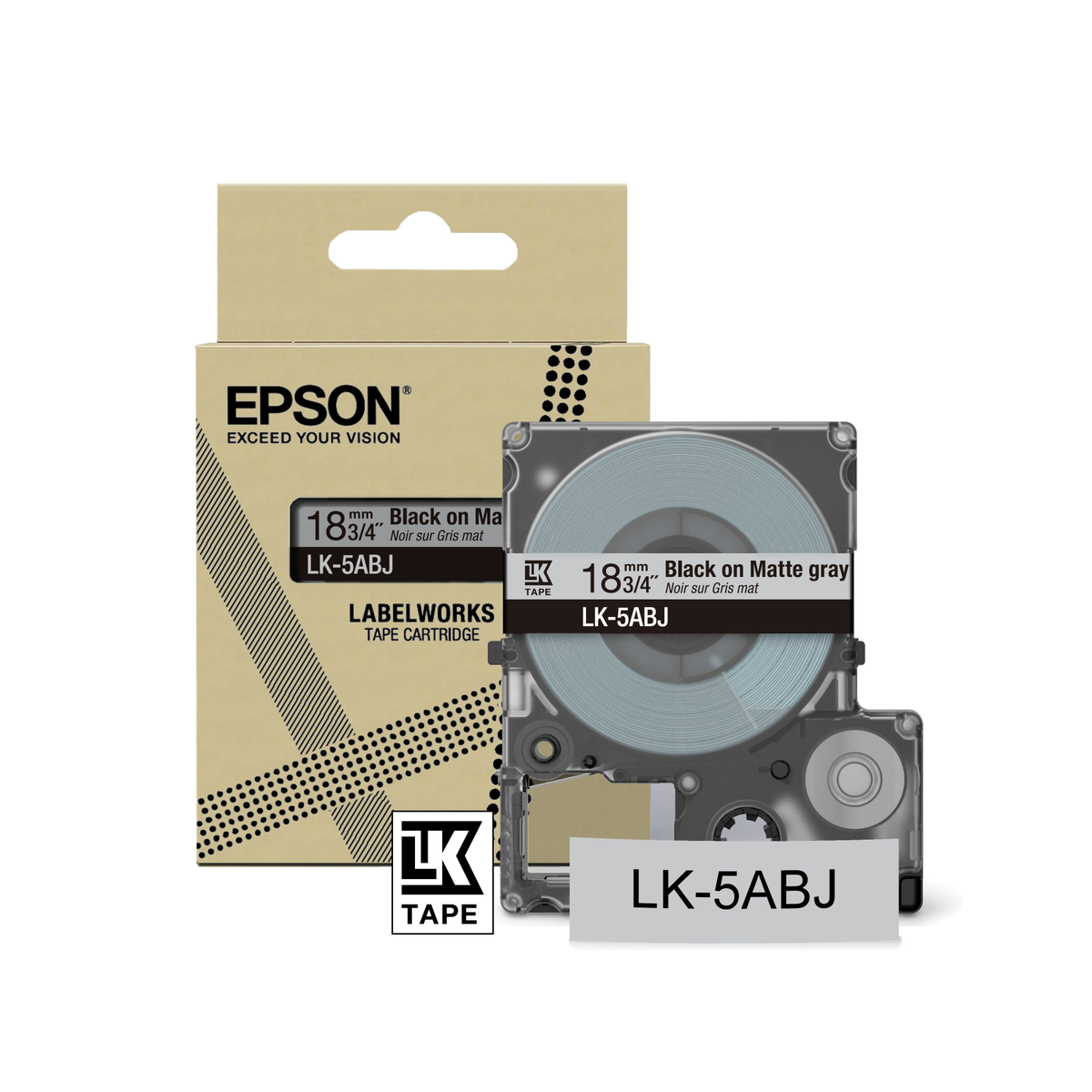 Cinta para rotuladora Epson 18 mm Negro sobre gris C53S672087