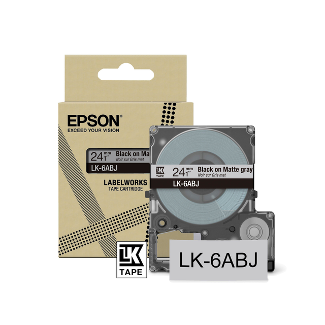 Cinta para rotuladora Epson 24 mm Negro sobre gris C53S672088