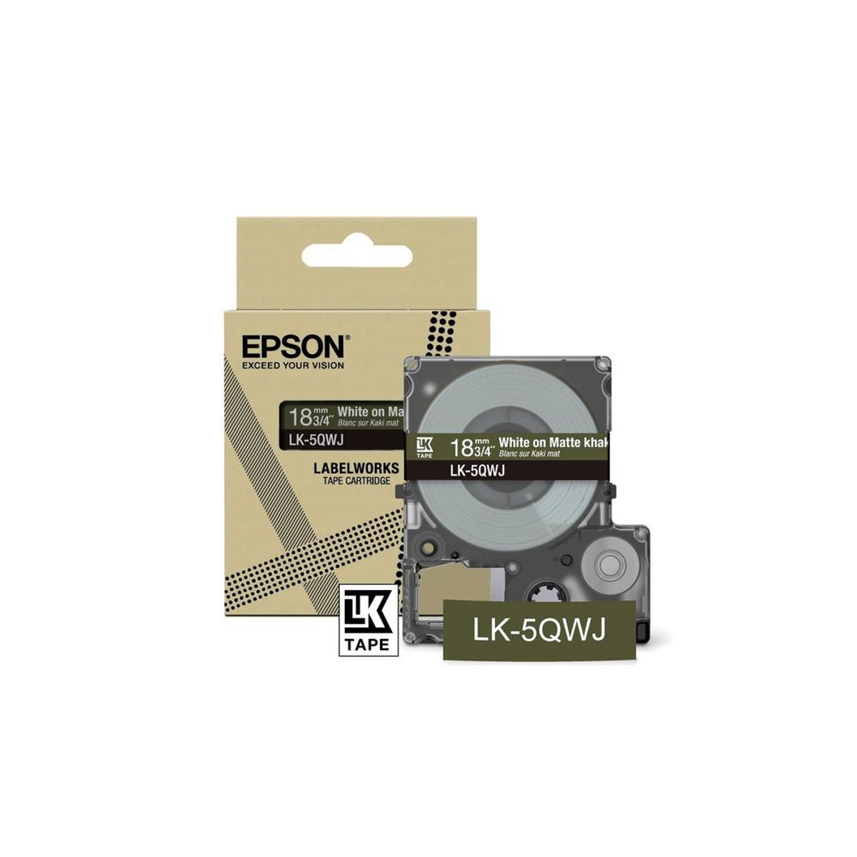 Cinta para rotuladora Epson 18 mm Blanco y Caqui C53S672089