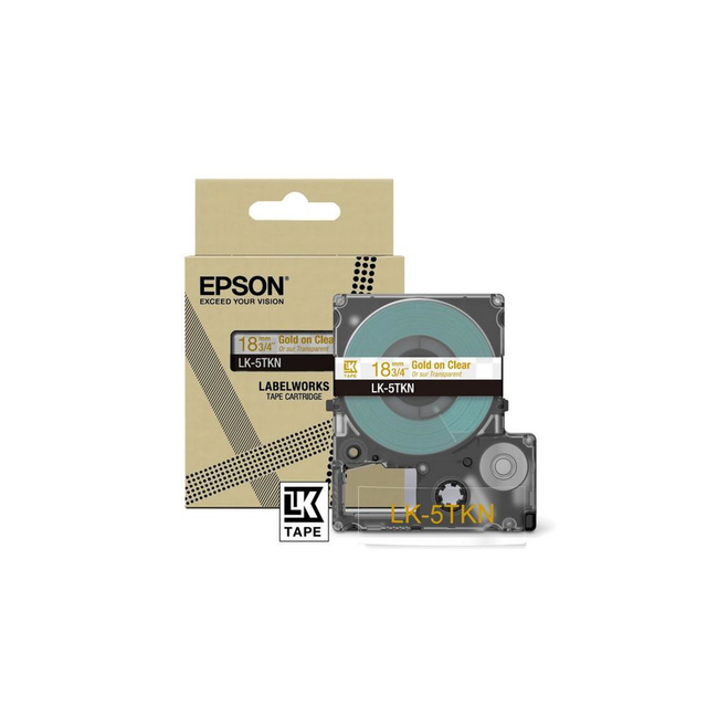 Cinta para rotuladora Epson 18 mm Dorado y Transparente C53S672097