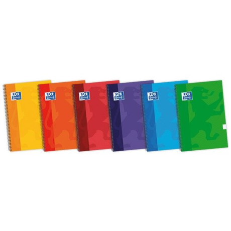 Cuaderno Oxford Tapas Extraduras 80h 90g Cuadrícula 4x4 Cuarto Colores Surtidos