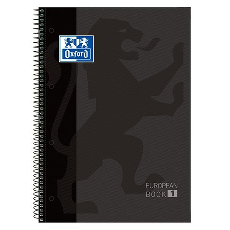 Cuaderno Oxford Europeanbook 1 Tapas Extraduras 80h 90g Cuadrícula 5x5 A4+ Negro