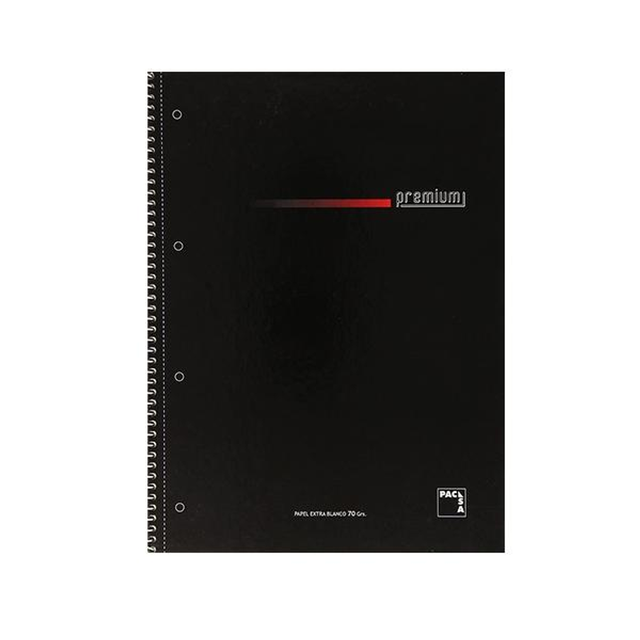 Cuaderno Pacsa Microperforado Serie Premium 70g Cuadrícula 5x5 con Greca Negro