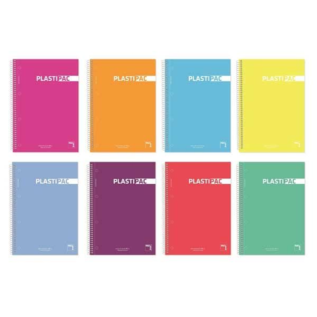 Cuaderno Pacsa Microperforado Plastipac Tapa PP 100h 90g Cuadrícula 5x5 A4 Colores