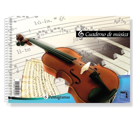 Cuaderno Pacsa de Musica 6 Pentagramas Espiral Cuarto