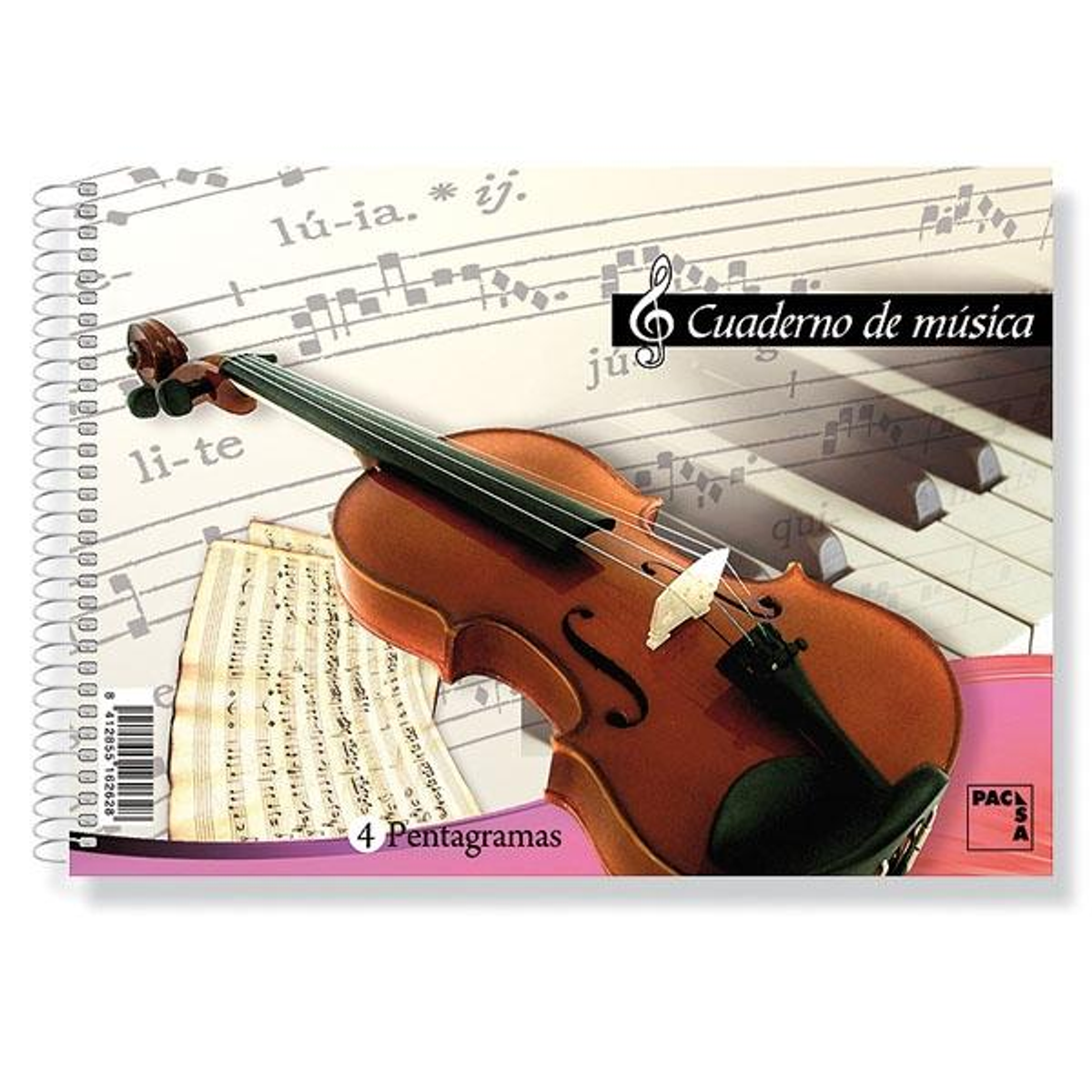 Cuaderno Pacsa de Musica 4 Pentagramas Espiral Cuarto