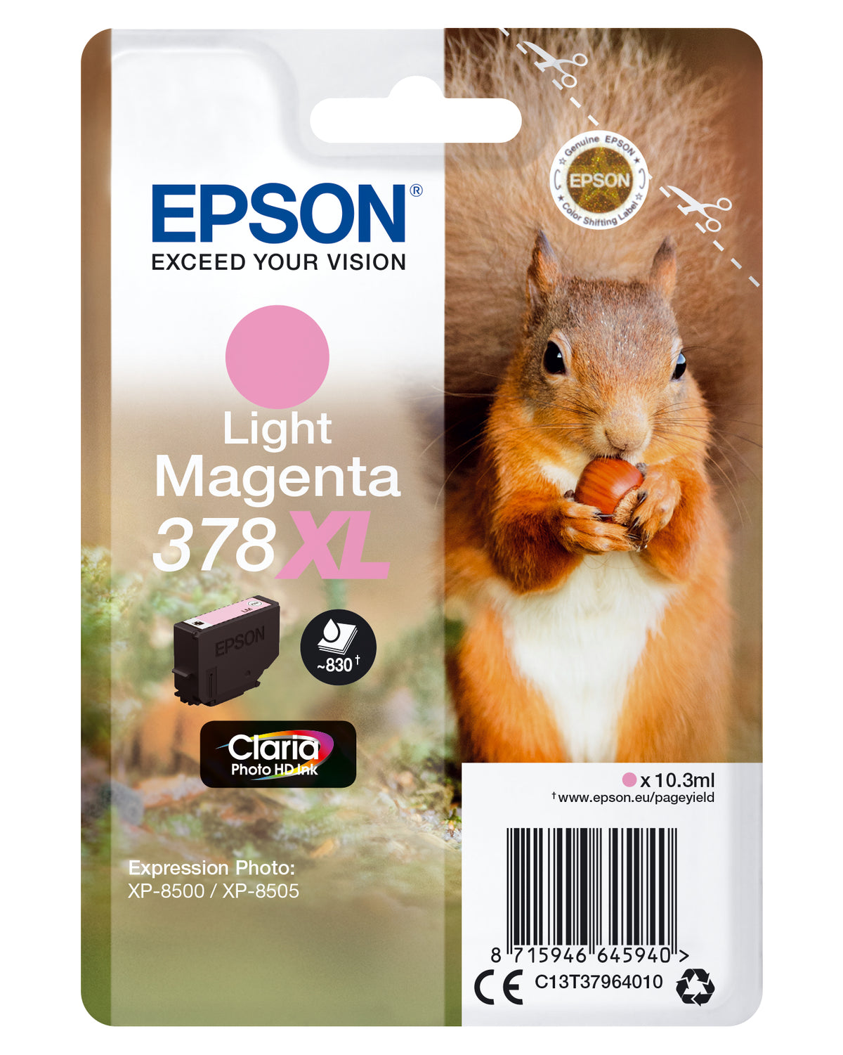 Cartucho Epson 378XL magenta claro original Claria Photo HD, 10,3 ml
