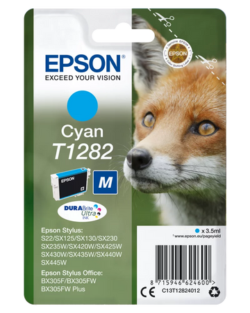 Tinta Epson T1282 Cian Original Zorro C13T12824012 de 3,5 ml