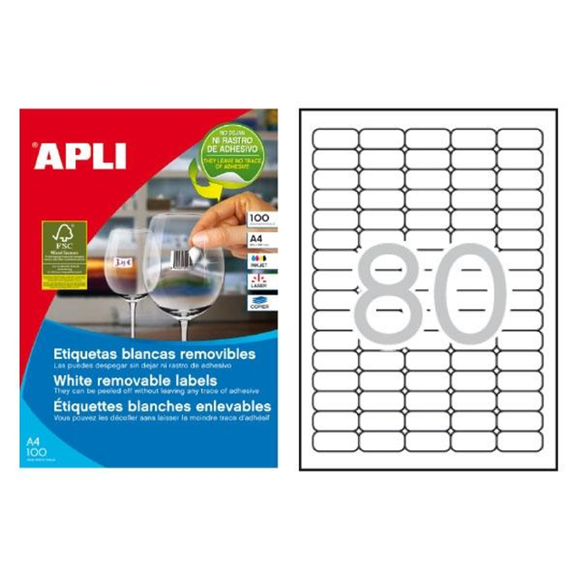 Etiqueta adhesiva Apli 35.6 × 16.9 mm Blanco 10199