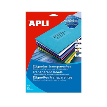 Etiqueta adhesiva Apli 48.5 × 25.4 mm Transparente 1223