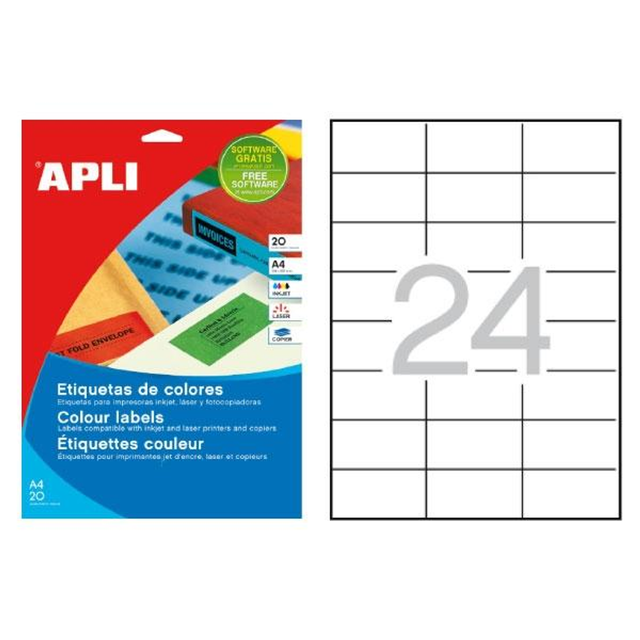 Etiqueta adhesiva Apli 70 × 37 mm Rojo 1593