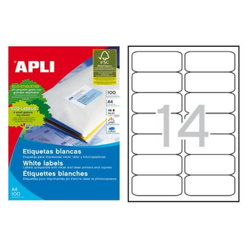 Etiqueta adhesiva Apli 99.1 × 38.1 mm Blanco 2419