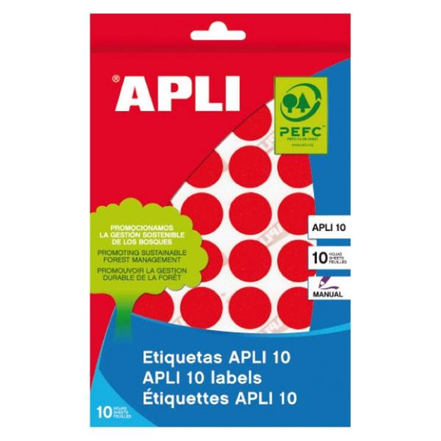 Etiqueta adhesiva Apli 13 mm Rojo 2736