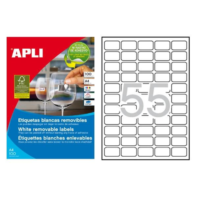 Etiqueta adhesiva Apli 36.8 × 23.8 mm Blanco 3051
