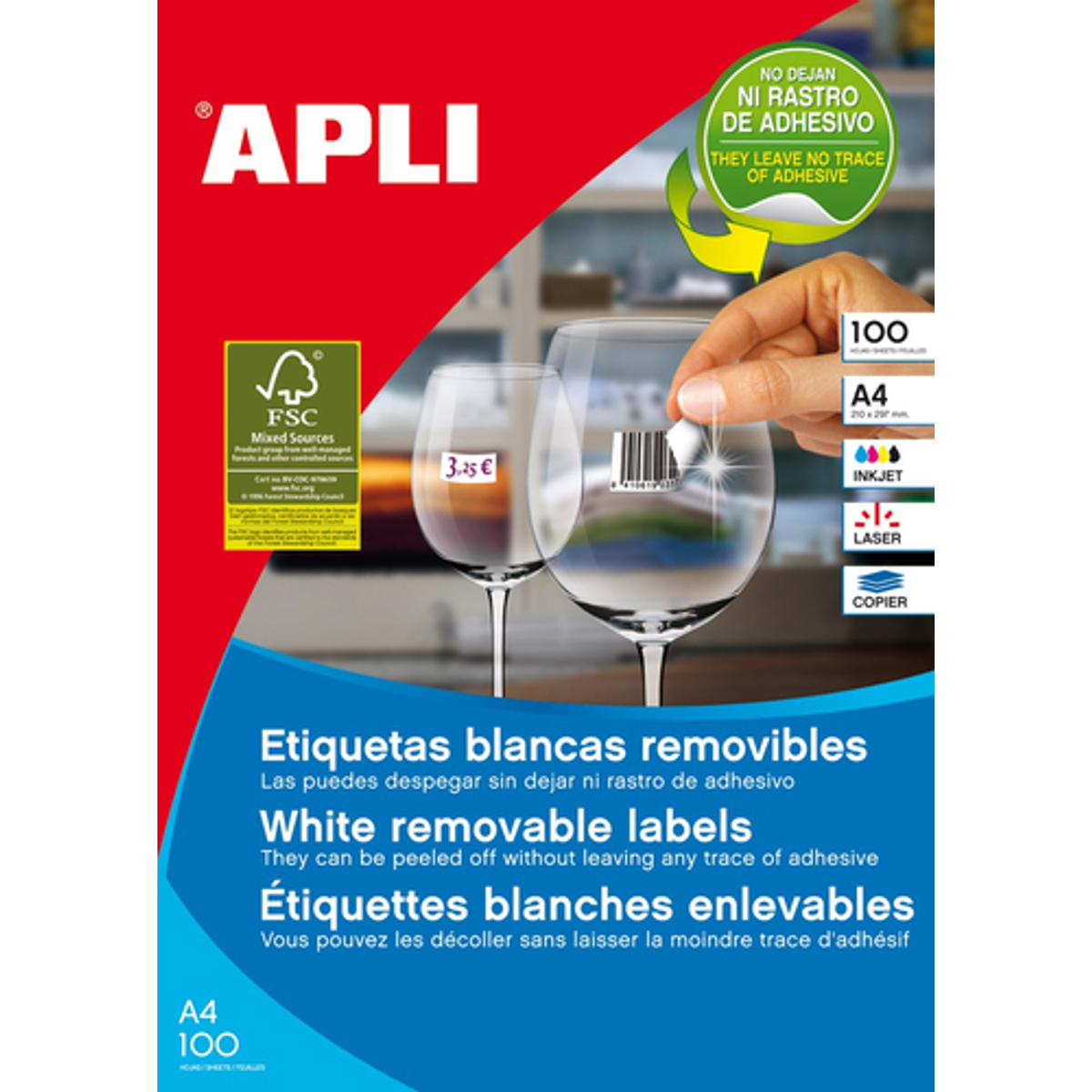 Etiqueta adhesiva Apli 38 × 21.2 mm Blanco 3052 - vista 2