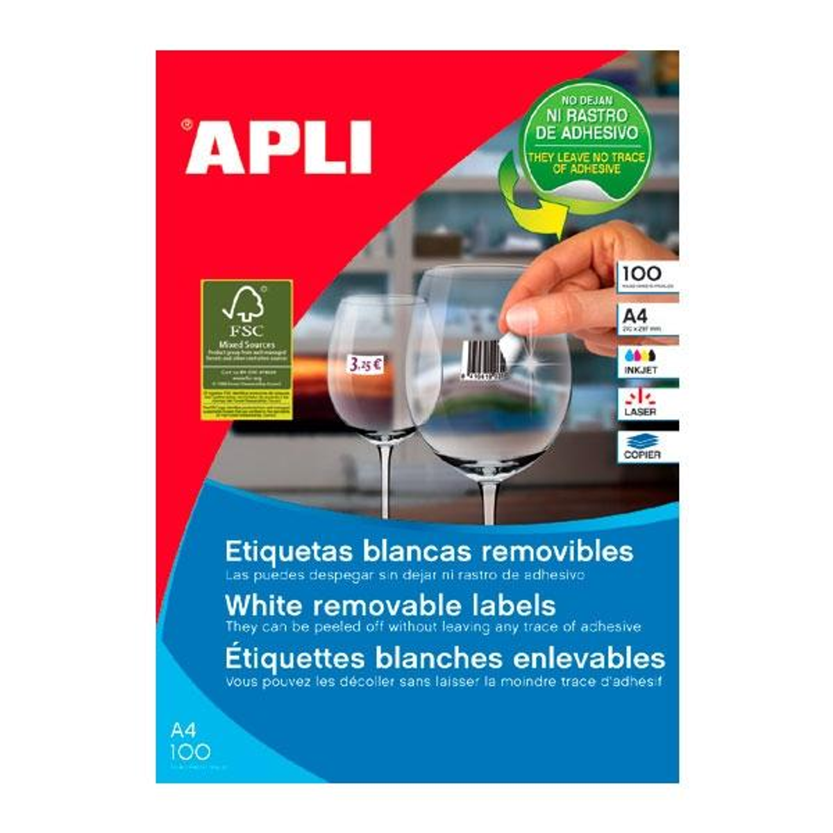 Etiqueta adhesiva Apli 48.5 × 25.4 mm 3054