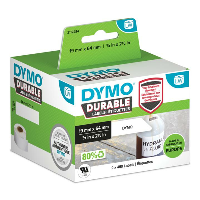 Etiqueta adhesiva Dymo 19 × 64 mm Blanco 2112284
