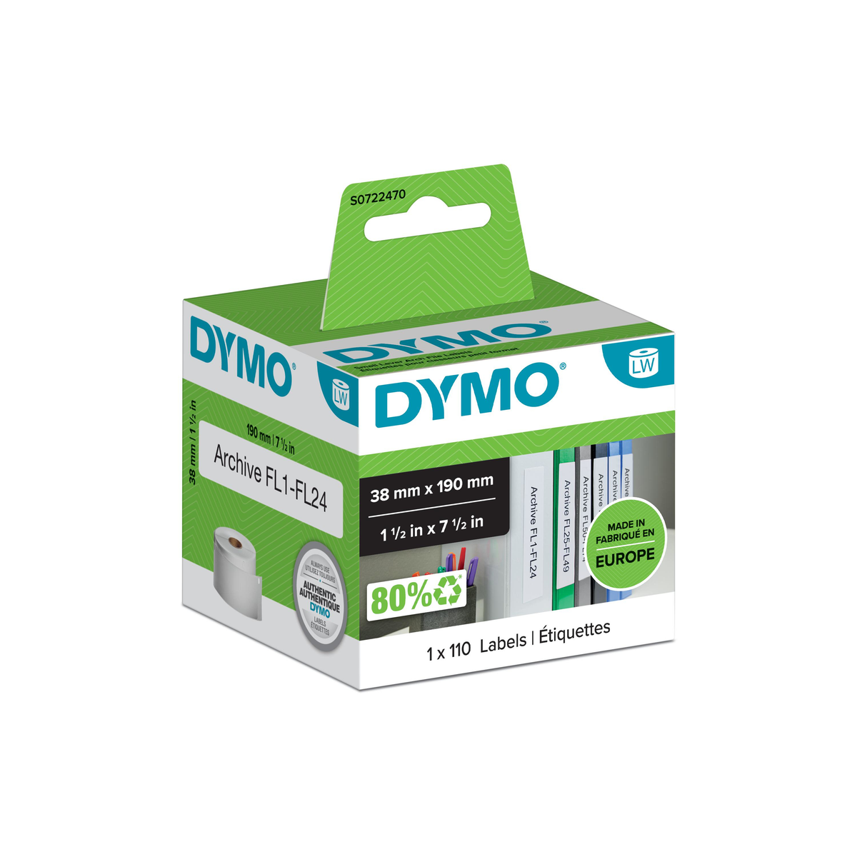 Etiqueta adhesiva Dymo 190 × 38 mm Blanco S0722470