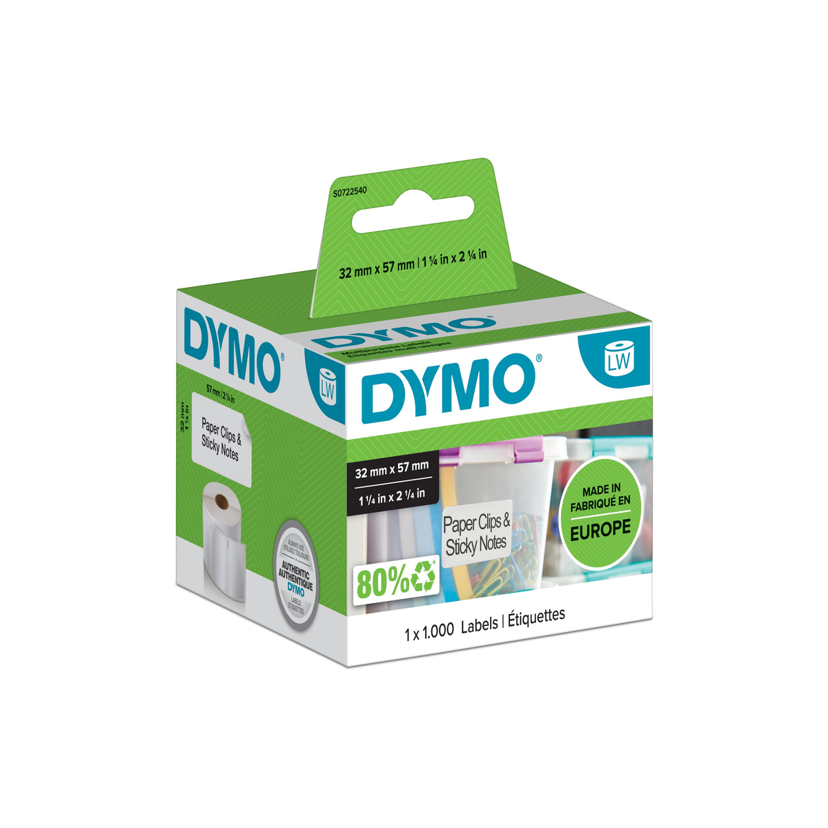 Etiqueta adhesiva Dymo 57 × 32 mm Blanco S0722540