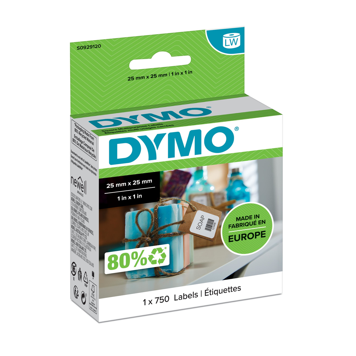 Etiqueta adhesiva Dymo 25 × 25 mm Blanco S0929120