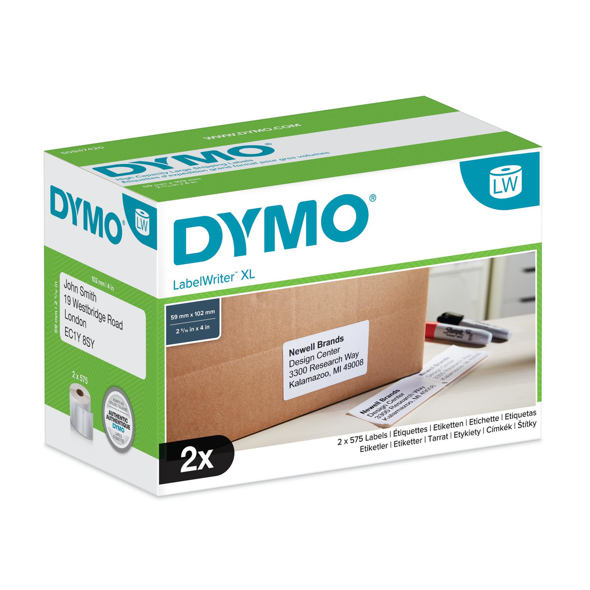 Etiqueta de envío Dymo 102 × 59 mm Blanco S0947420