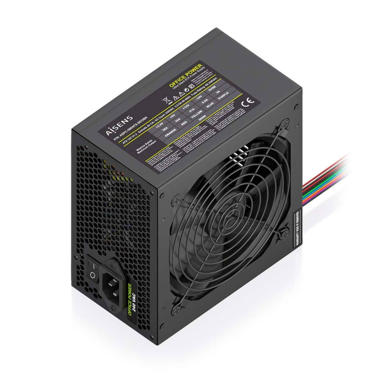 Fuente de alimentación AISENS ATX 500W OEM Negra
