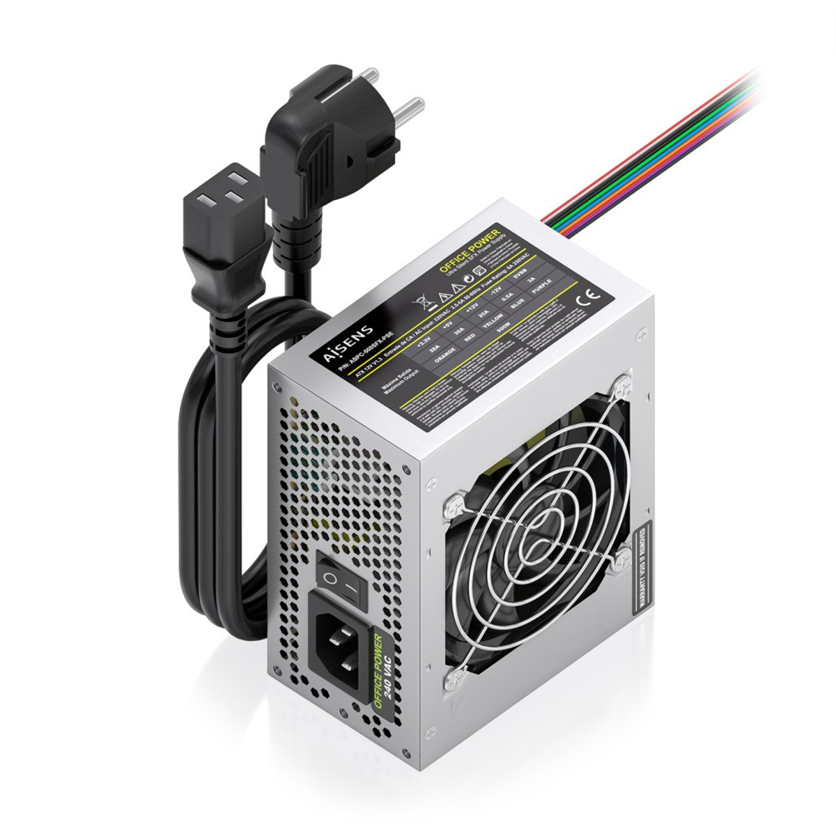 Fuente de alimentación AISENS SFX 500W con cable Plata