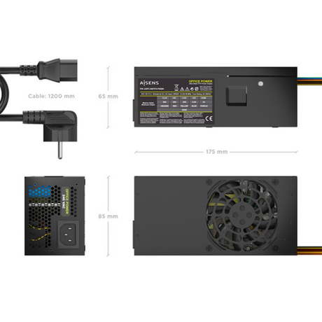 Fuente de alimentación AISENS TFX 500W con cable Negra - vista 3