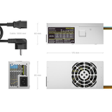 Fuente de alimentación AISENS TFX 500W con cable Plata - vista 3