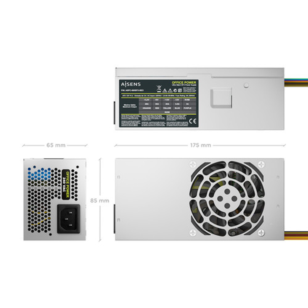 Fuente de alimentación AISENS TFX 500W OEM Plata - vista 3