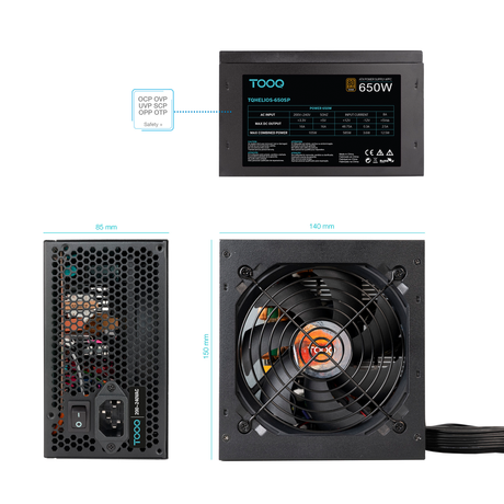 Fuente de alimentación TooQ ATX 650W APFC 80PLUS Bronce - vista 4
