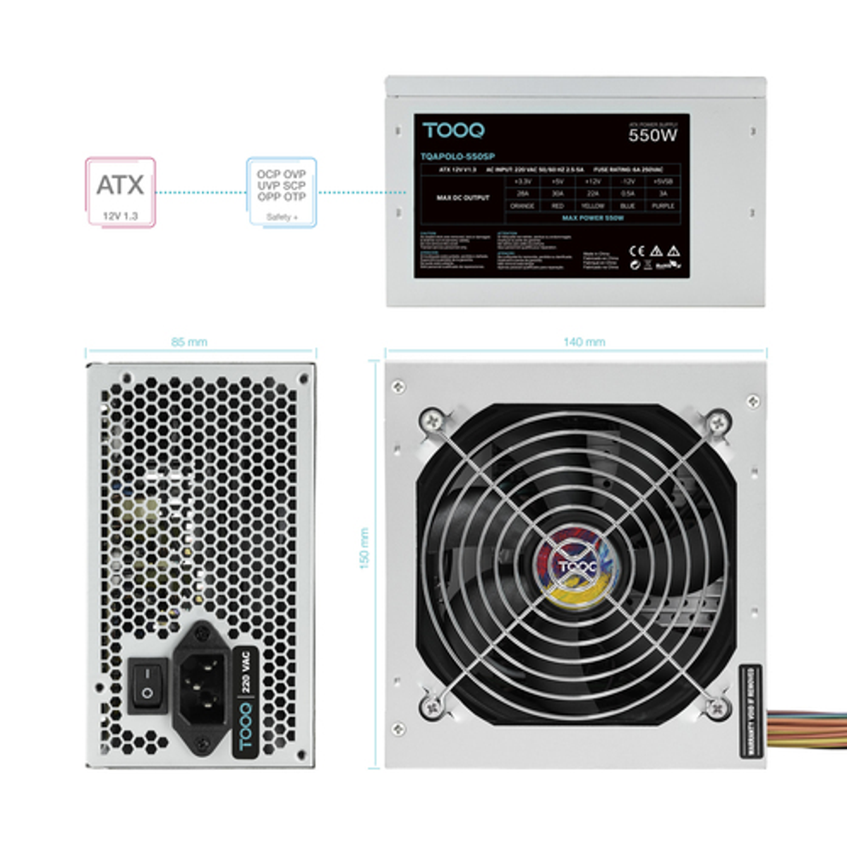 Fuente de alimentación TooQ TQAPOLO-550SP 550W - vista 5