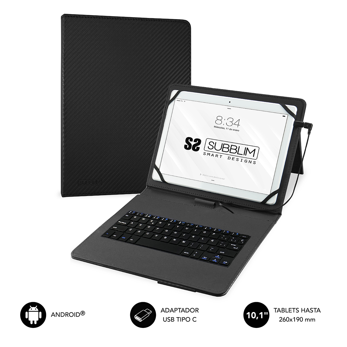 Funda con teclado Subblim SUB-KT1-USB001 10,1" Negro