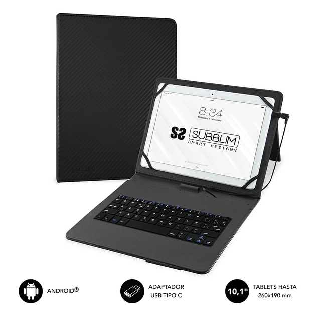 Funda con teclado Subblim SUB-KT1-USB001 10,1" Negro