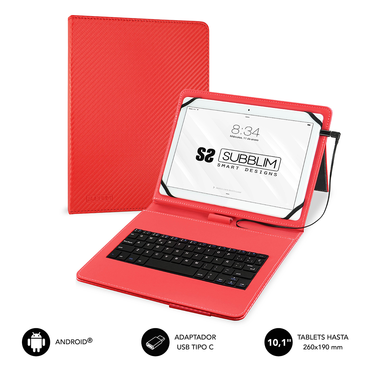 Funda con teclado Subblim SUB-KT1-USB002 10,1" Rojo
