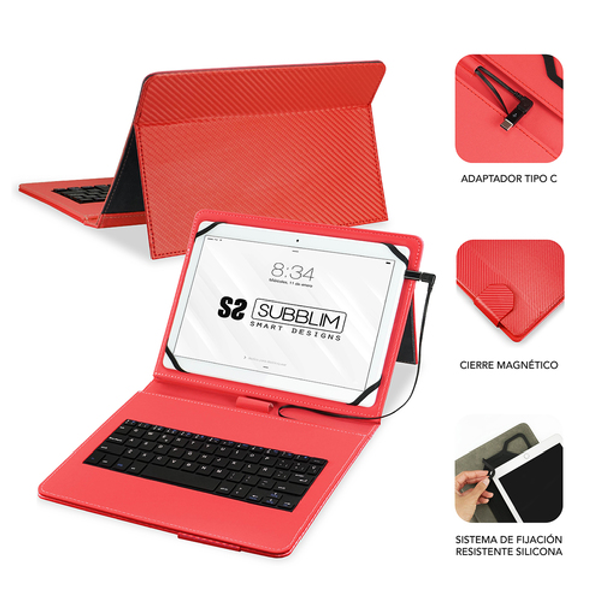 Funda con teclado Subblim SUB-KT1-USB002 10,1" Rojo - vista 2