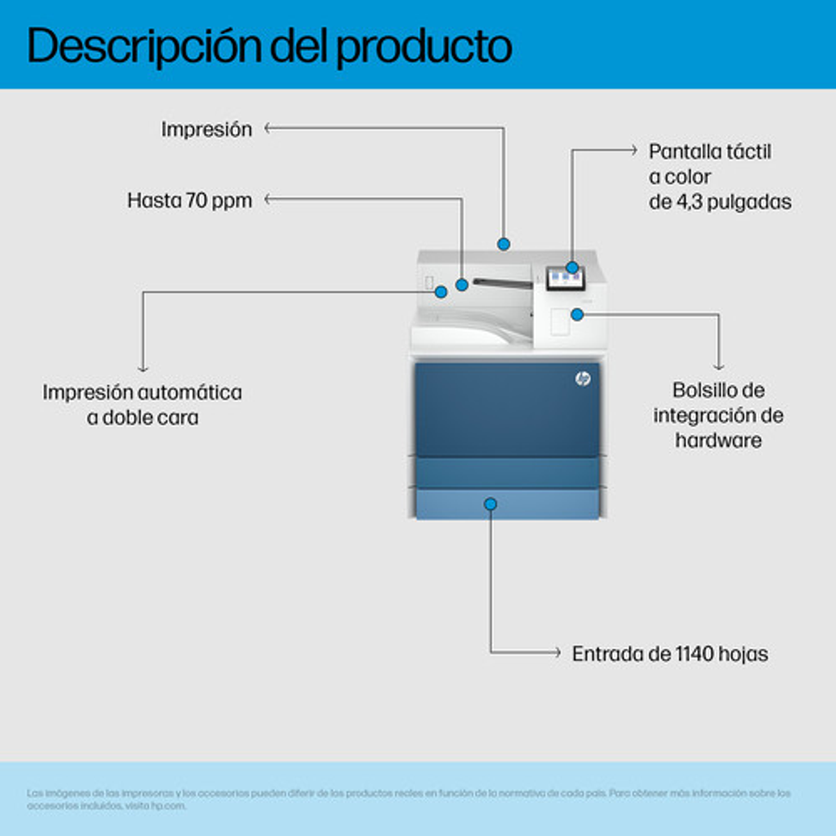 Impresora HP LaserJet Enterprise 8501dn Monocromo A3 - vista 2