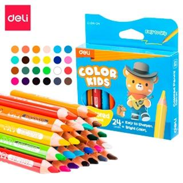 Lápiz Deli C.24 Lápices Color Kids Triangulares Colores Surtidos