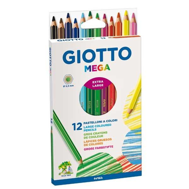 Lápiz Giotto C.12 Lápices Mega Colores Surtidos