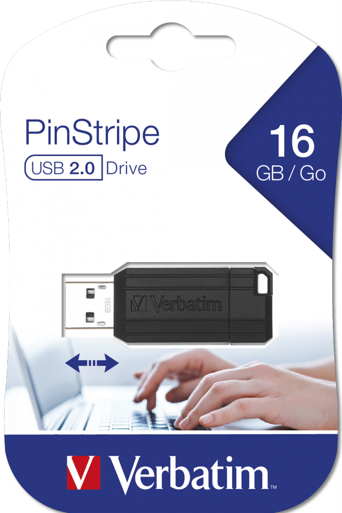 Memoria USB Verbatim PinStripe 16GB USB 2.0 negra