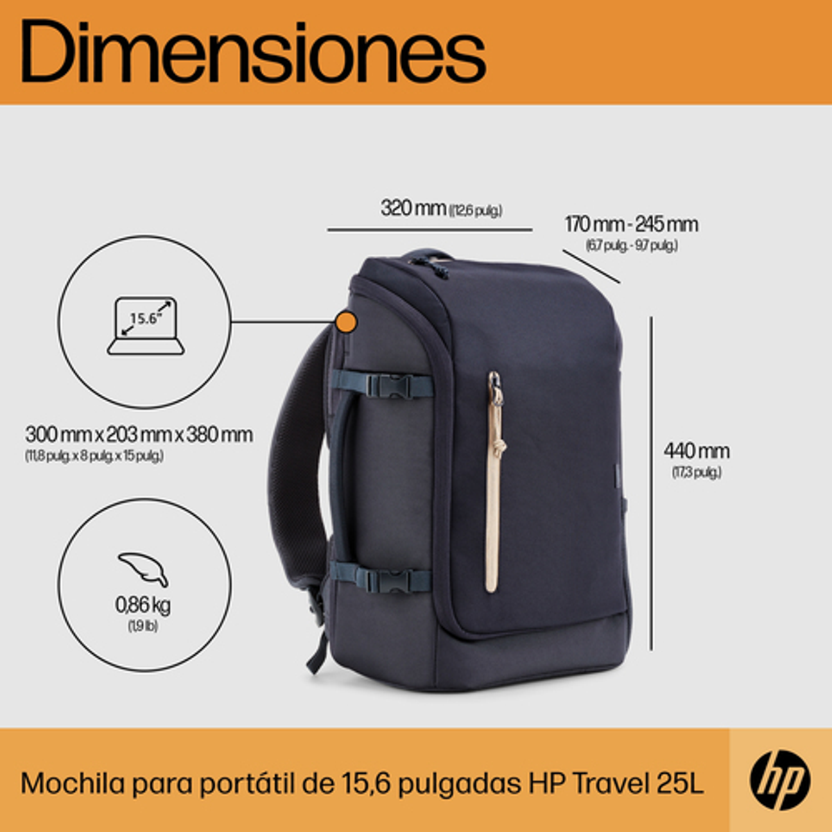 Mochila para portátil HP 6B8U5AA 15,6" Azul - vista 14
