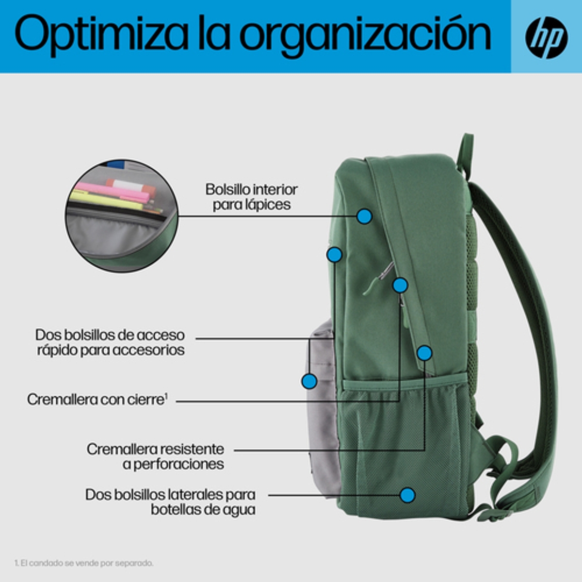 Mochila para portátil HP 7J595AA 15,6" Verde - vista 10